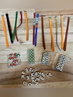 Crystal Slide Charms & Bracelet Straps Lot Design a Bracelet Random Pieces